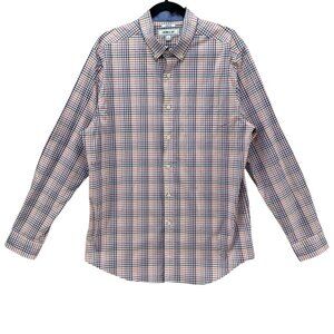 Crown Ivy Gingham Shirt Mens Red White Blue Long Sleeve Stretch Size L